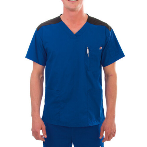 Pro Silky Soft Men's V-Neck Two Tone Scrub Thumbnail