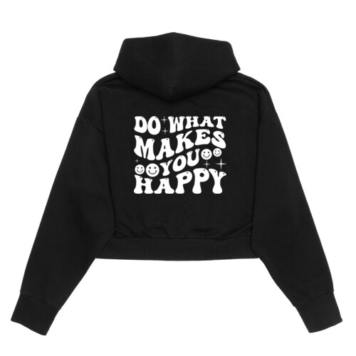 Makes You Happy - Women's Cropped Drop-Shoulder Hoodie Thumbnail