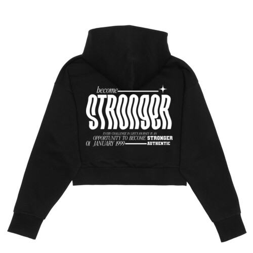 Become Stronger - Women's Cropped Scuba 1/2-Zip Hoodie Thumbnail