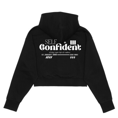 Self Confident - Women's Cropped Scuba 1/2-Zip Hoodie Thumbnail