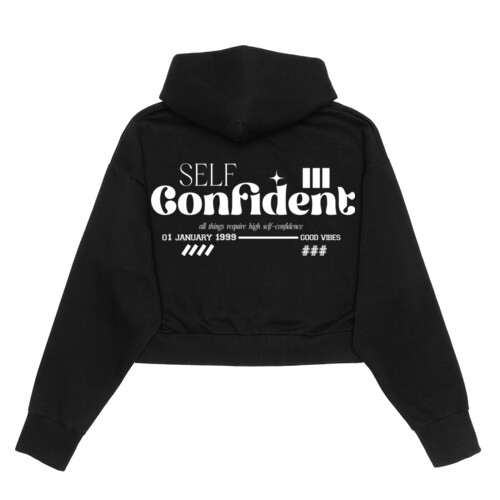 Self Confident - Women's Cropped Drop-Shoulder Hoodie Thumbnail