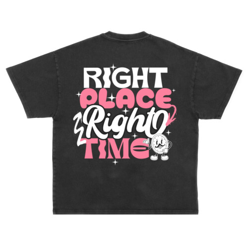 Right Place Right Time - Unisex Super Heavy Oversized Tee Thumbnail