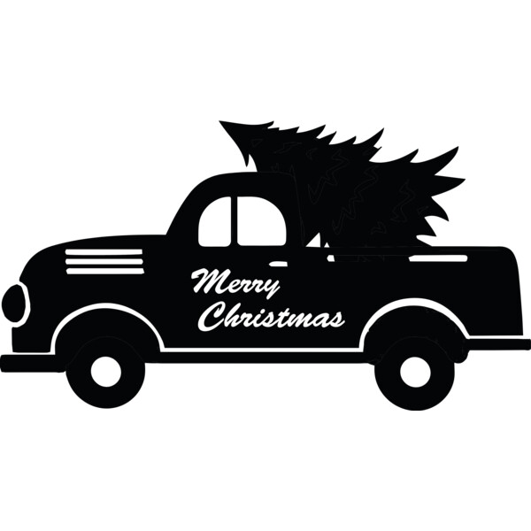 Merry Xmas Truck Silhouette (0728) Thumbnail