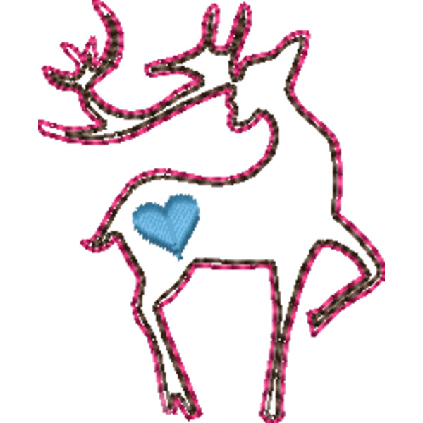 Deer with Heart Line Art (0323) Thumbnail
