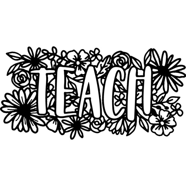 Teach Floral Doodle  Line Art  Thumbnail